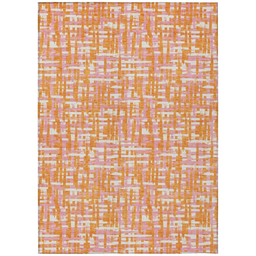LOOMLAN Rugs Zarifa Orange Washable Indoor-Outdoor Rug