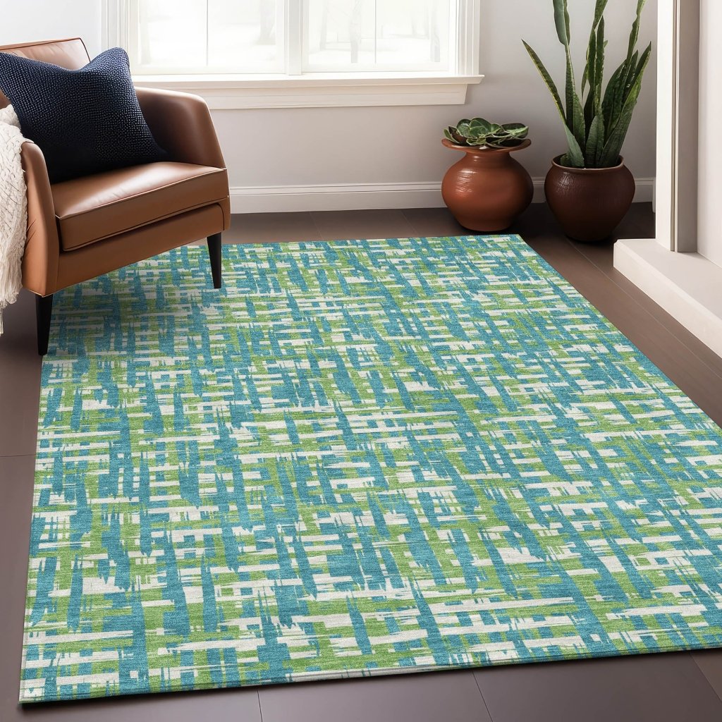 Zarifa Teal Washable Indoor - Outdoor Rug - LOOMLAN - LOOMLAN Rugs - Outdoor Rugs