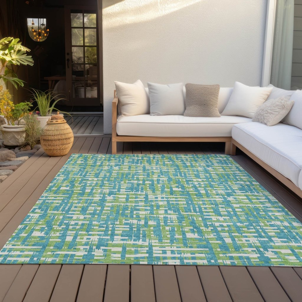 Zarifa Teal Washable Indoor - Outdoor Rug - LOOMLAN - LOOMLAN Rugs - Outdoor Rugs