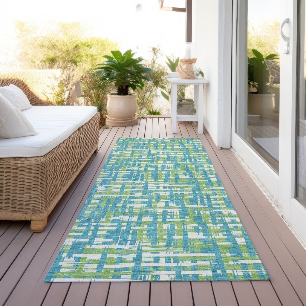 Zarifa Teal Washable Indoor - Outdoor Rug - LOOMLAN - LOOMLAN Rugs - Outdoor Rugs