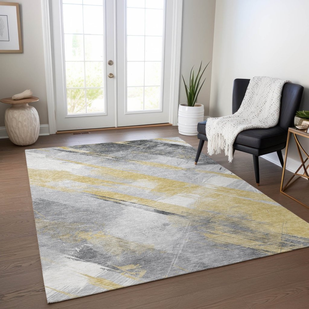 LOOMLAN Rugs Zarinae Gold Washable Indoor-Outdoor Rug
