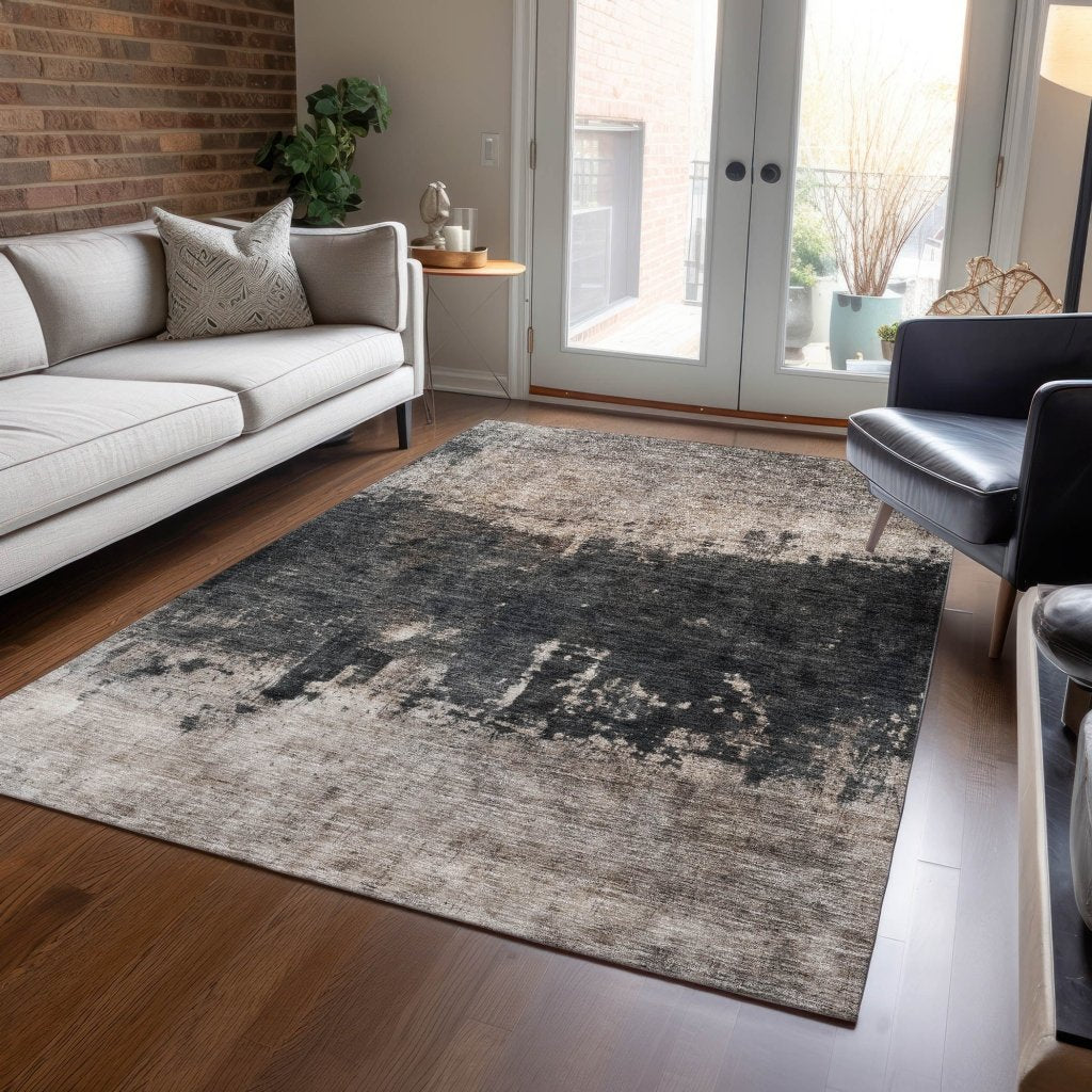 LOOMLAN Rugs Zehara Brown Washable Indoor-Outdoor Rug
