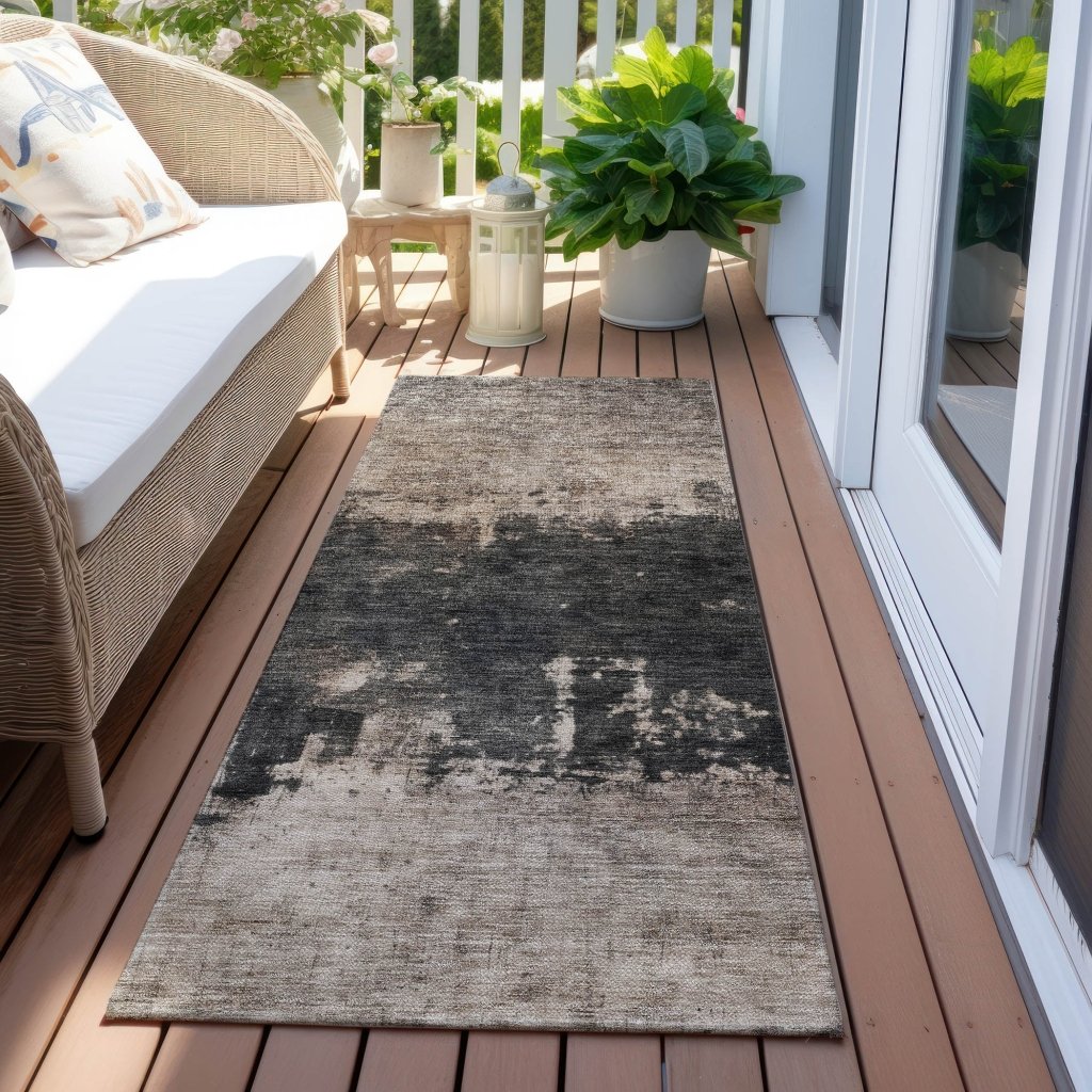 LOOMLAN Rugs Zehara Brown Washable Indoor-Outdoor Rug