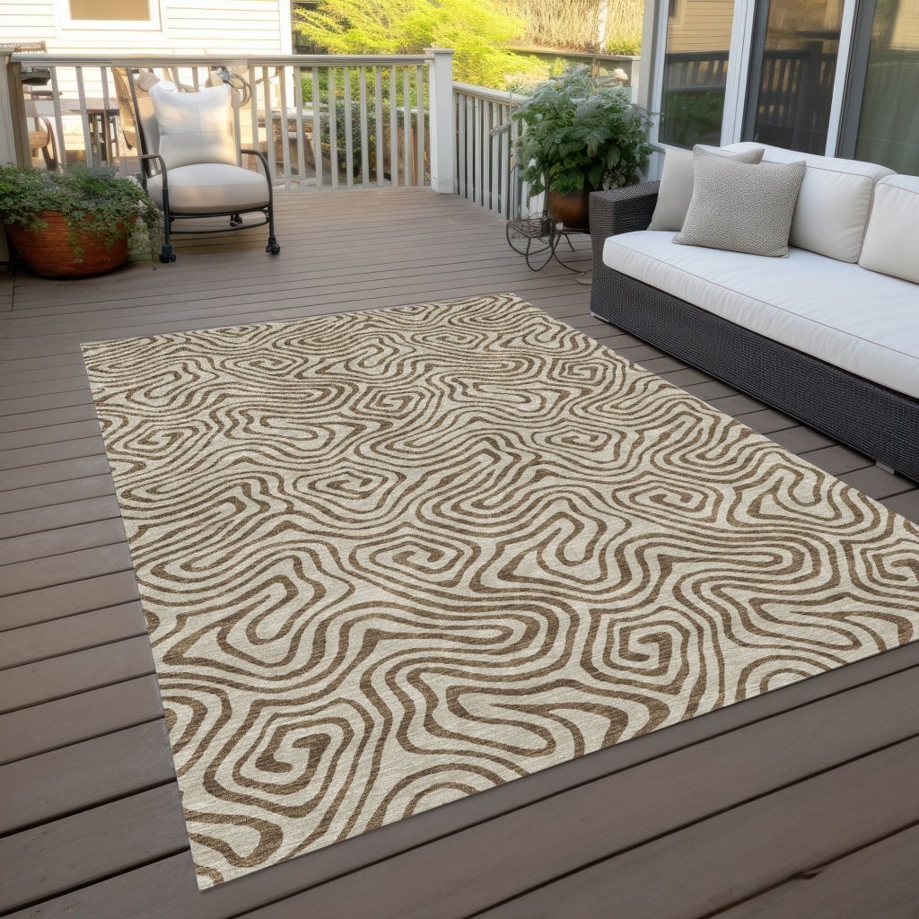 LOOMLAN Rugs Zena Beige Washable Indoor-Outdoor Rug