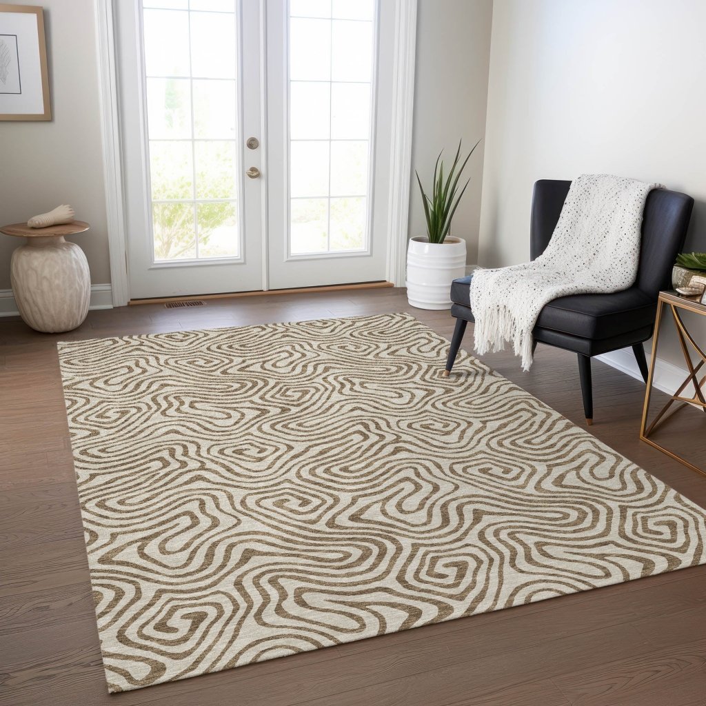 LOOMLAN Rugs Zena Beige Washable Indoor-Outdoor Rug