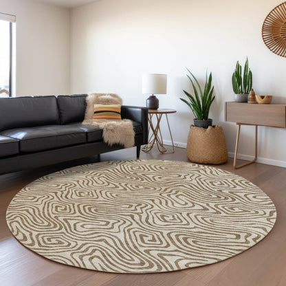 LOOMLAN Rugs Zena Beige Washable Indoor-Outdoor Rug