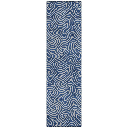 LOOMLAN Rugs Zena Blue Washable Indoor-Outdoor Rug