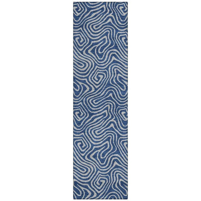 LOOMLAN Rugs Zena Blue Washable Indoor-Outdoor Rug