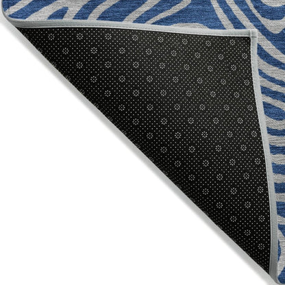 LOOMLAN Rugs Zena Blue Washable Indoor-Outdoor Rug