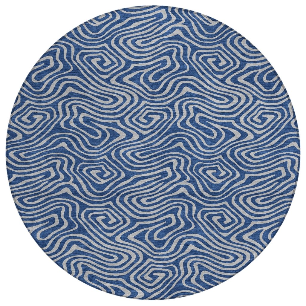 LOOMLAN Rugs Zena Blue Washable Indoor-Outdoor Rug