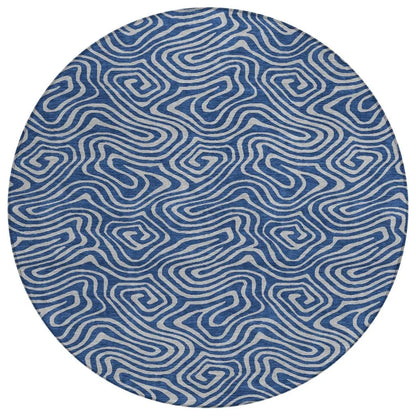 LOOMLAN Rugs Zena Blue Washable Indoor-Outdoor Rug