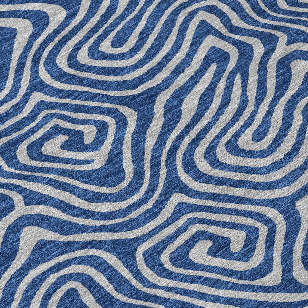 LOOMLAN Rugs Zena Blue Washable Indoor-Outdoor Rug