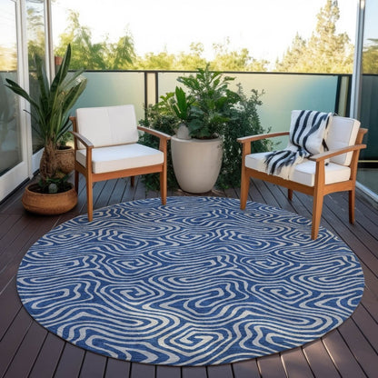 LOOMLAN Rugs Zena Blue Washable Indoor-Outdoor Rug