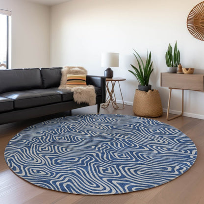 LOOMLAN Rugs Zena Blue Washable Indoor-Outdoor Rug