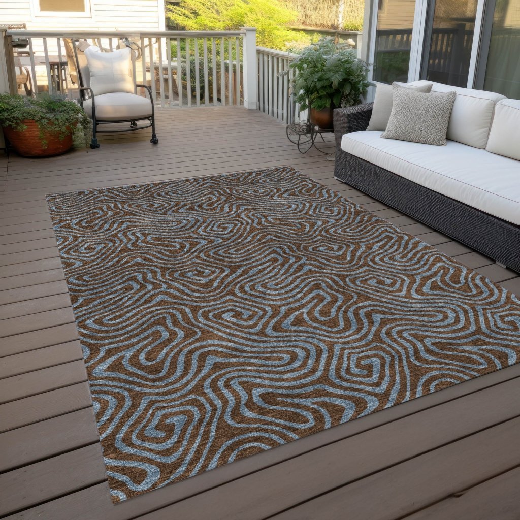 LOOMLAN Rugs Zena Brown Washable Indoor-Outdoor Rug