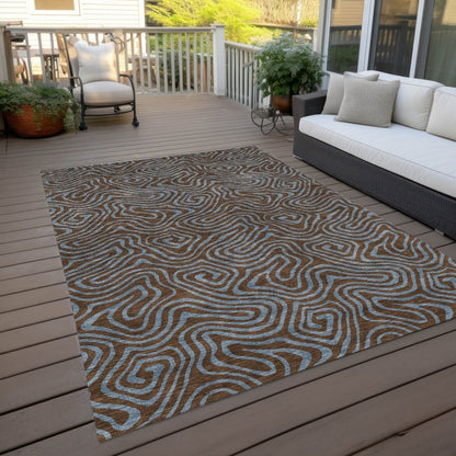 LOOMLAN Rugs Zena Brown Washable Indoor-Outdoor Rug