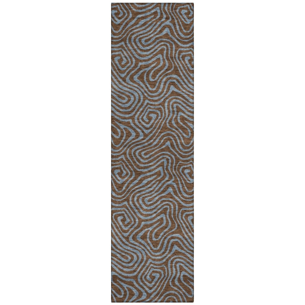 LOOMLAN Rugs Zena Brown Washable Indoor-Outdoor Rug