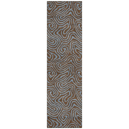 LOOMLAN Rugs Zena Brown Washable Indoor-Outdoor Rug