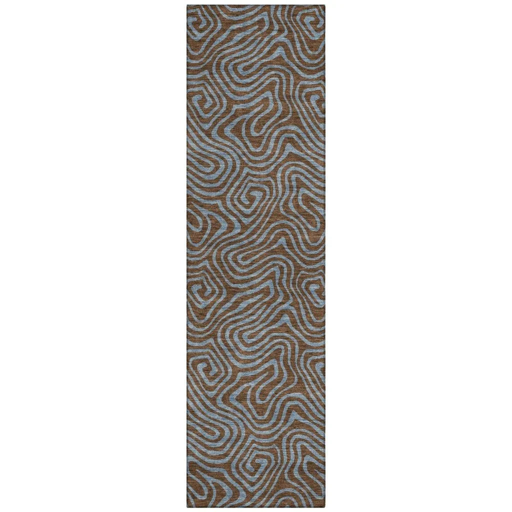 LOOMLAN Rugs Zena Brown Washable Indoor-Outdoor Rug