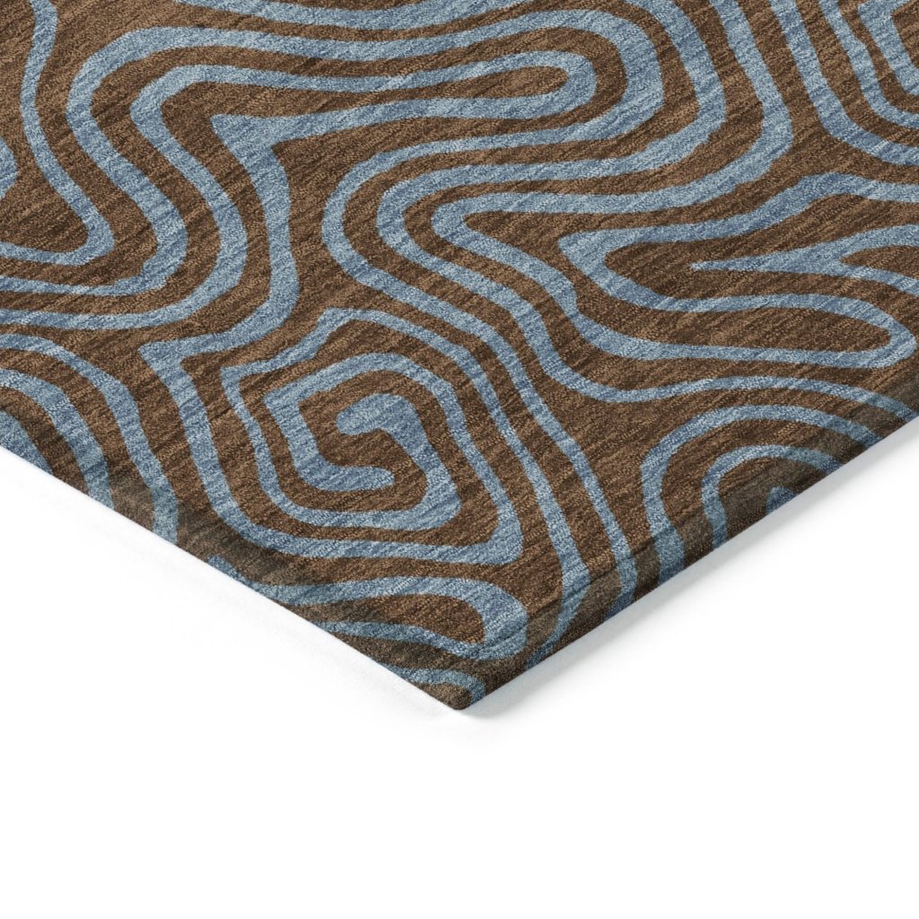 LOOMLAN Rugs Zena Brown Washable Indoor-Outdoor Rug