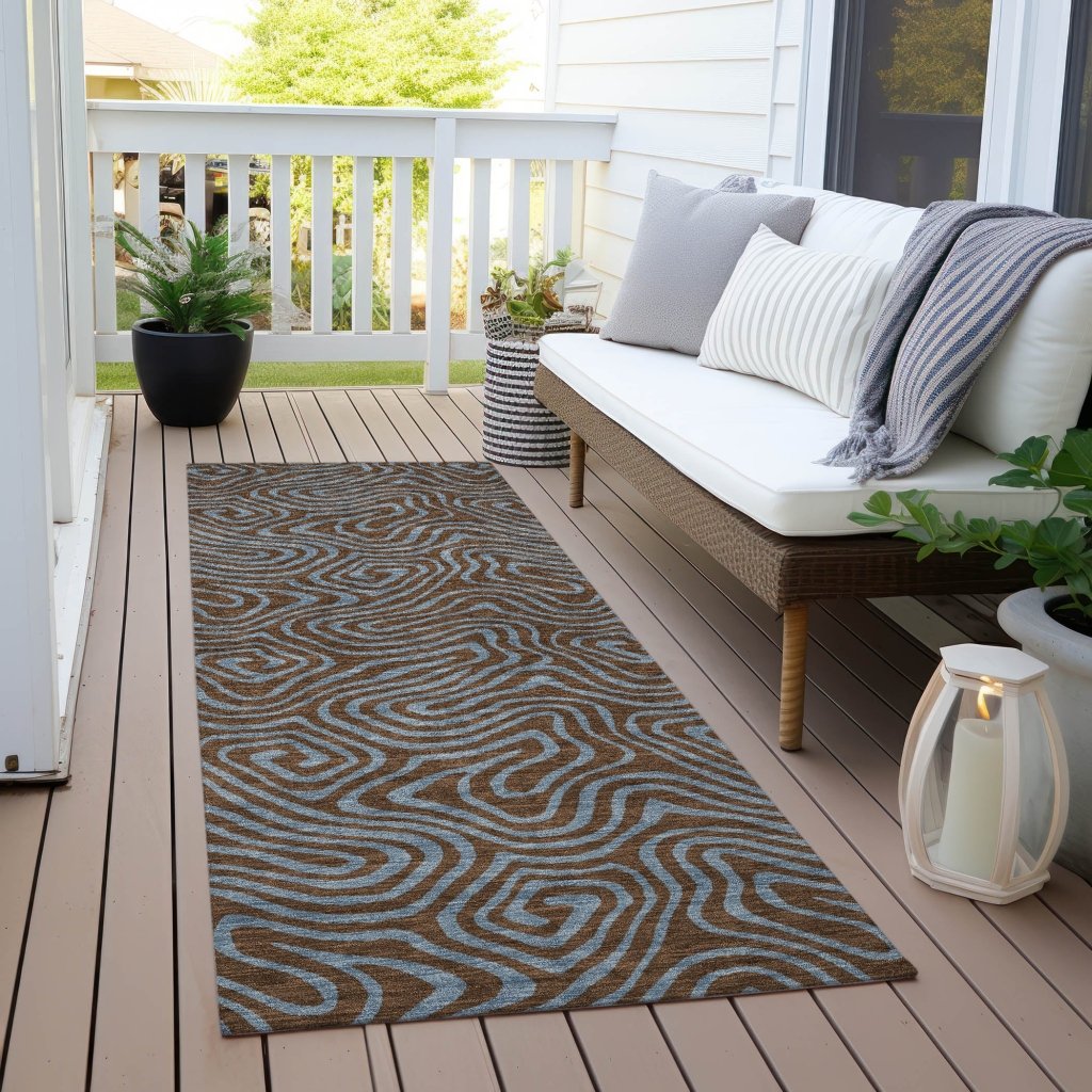 LOOMLAN Rugs Zena Brown Washable Indoor-Outdoor Rug