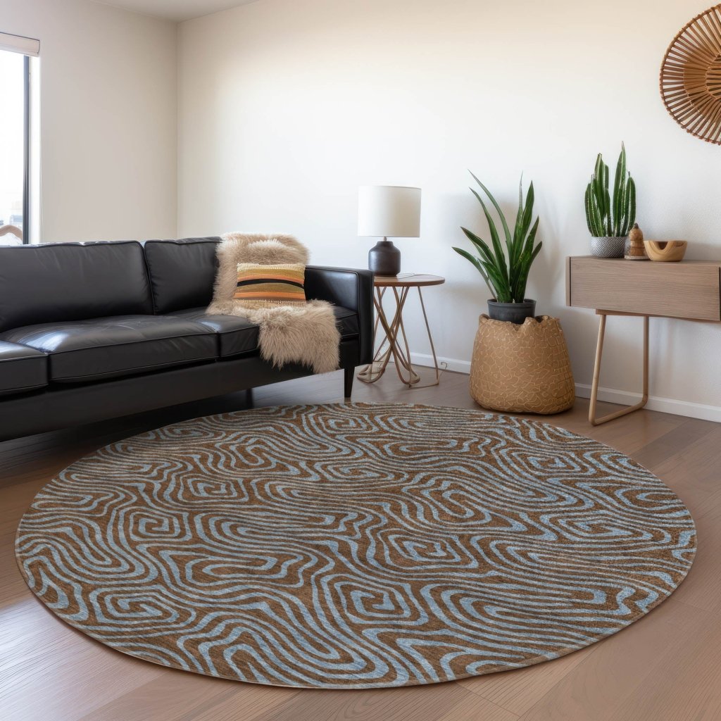 LOOMLAN Rugs Zena Brown Washable Indoor-Outdoor Rug