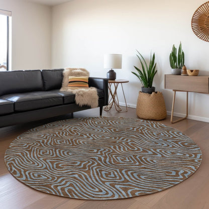 LOOMLAN Rugs Zena Brown Washable Indoor-Outdoor Rug