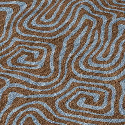 LOOMLAN Rugs Zena Brown Washable Indoor-Outdoor Rug