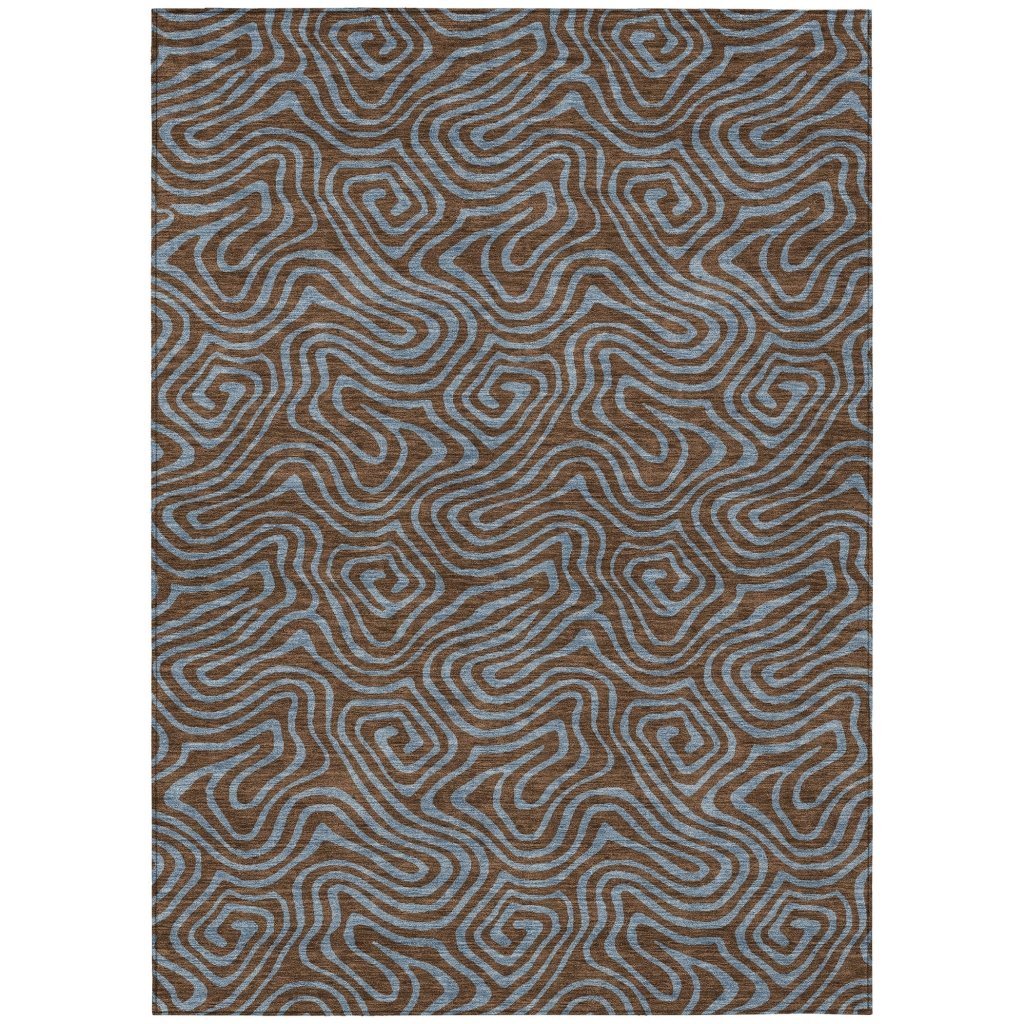 LOOMLAN Rugs Zena Brown Washable Indoor-Outdoor Rug