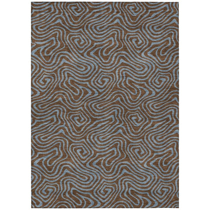 LOOMLAN Rugs Zena Brown Washable Indoor-Outdoor Rug