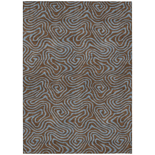 LOOMLAN Rugs Zena Brown Washable Indoor-Outdoor Rug