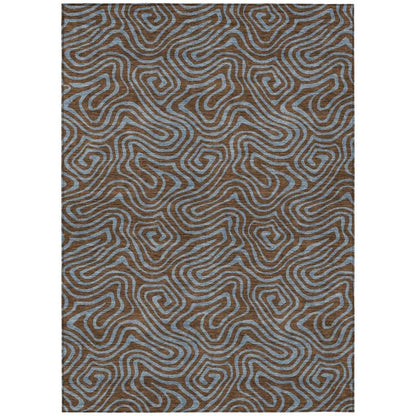 LOOMLAN Rugs Zena Brown Washable Indoor-Outdoor Rug