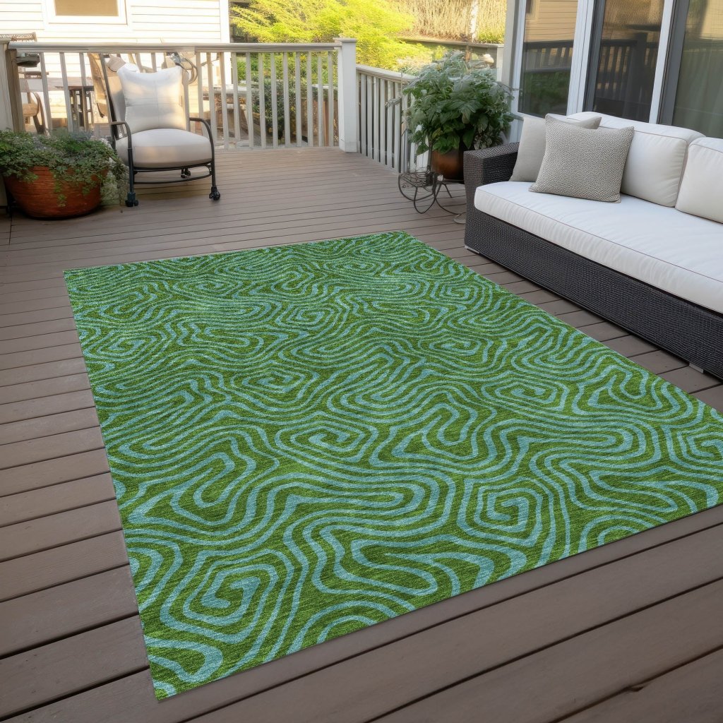 LOOMLAN Rugs Zena Green Washable Indoor-Outdoor Rug