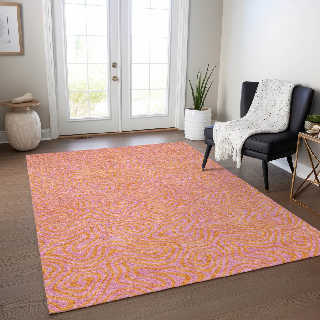 Zena Pink Washable Indoor - Outdoor Rug - LOOMLAN - LOOMLAN Rugs - Outdoor Rugs