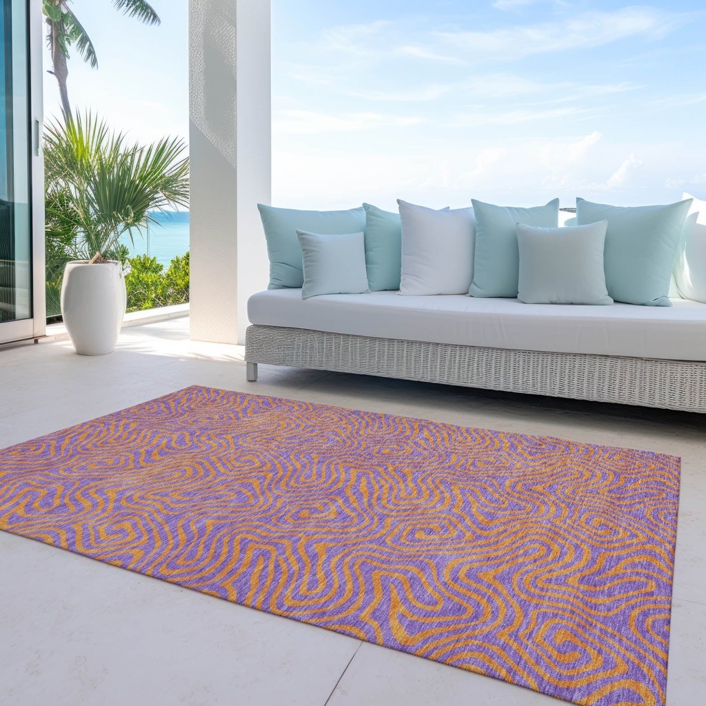 LOOMLAN Rugs Zena Purple Washable Indoor-Outdoor Rug