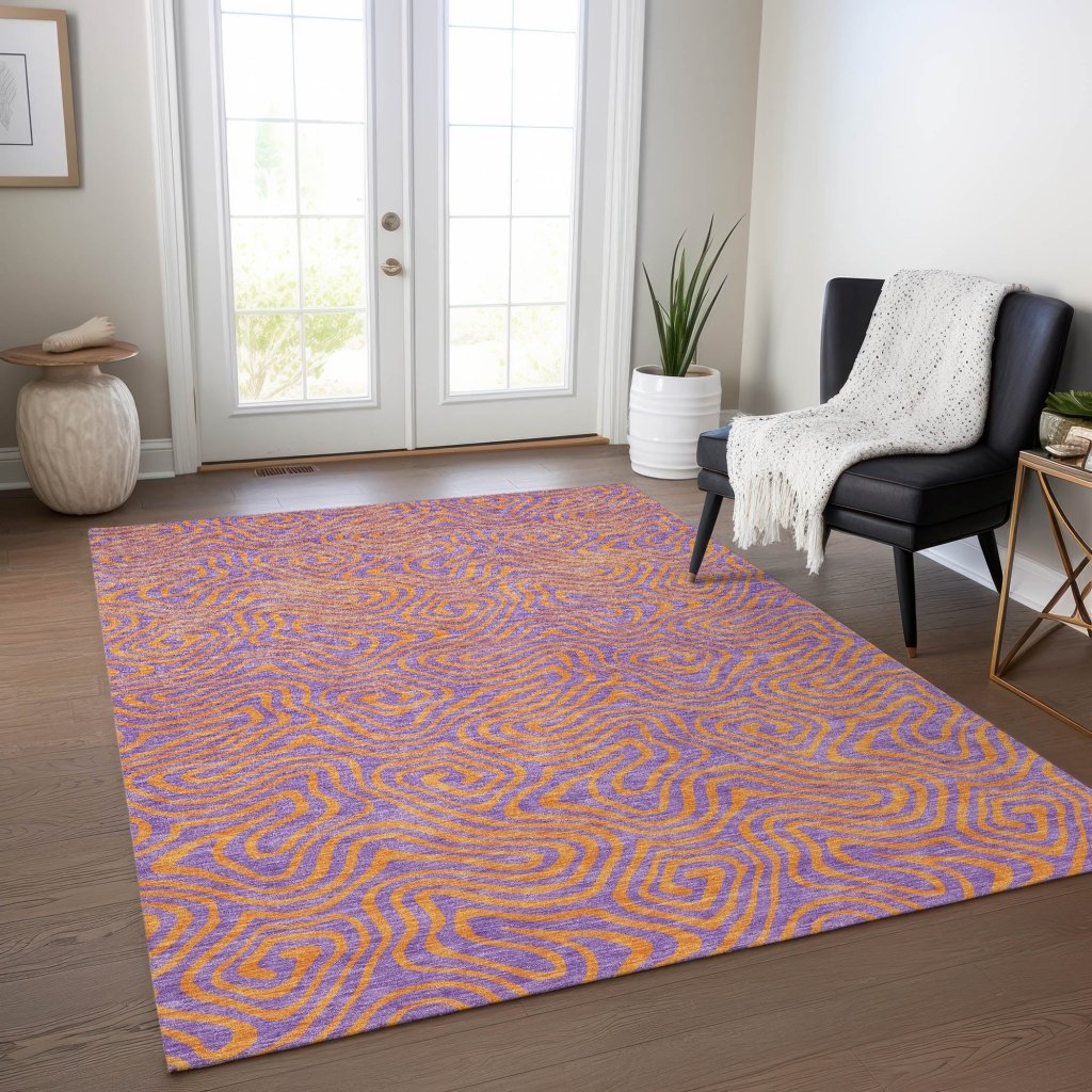LOOMLAN Rugs Zena Purple Washable Indoor-Outdoor Rug