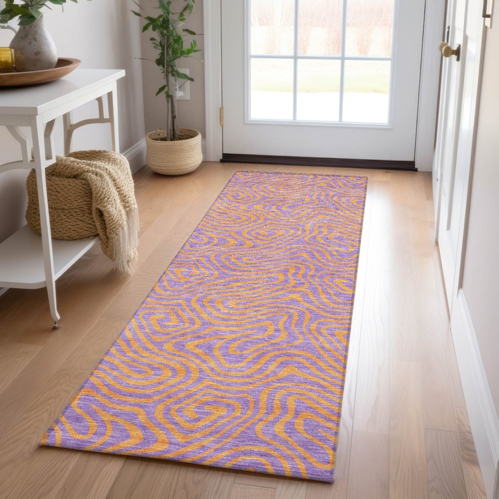 LOOMLAN Rugs Zena Purple Washable Indoor-Outdoor Rug