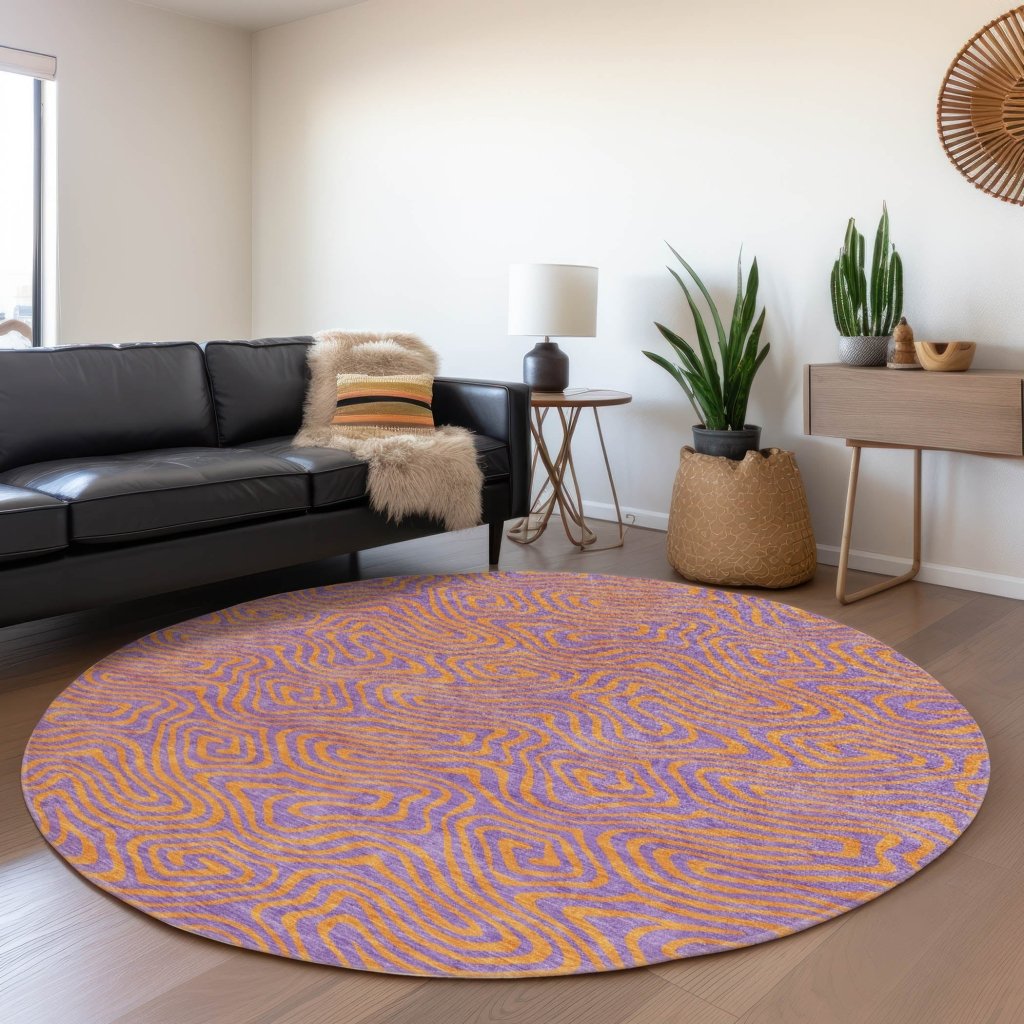 LOOMLAN Rugs Zena Purple Washable Indoor-Outdoor Rug