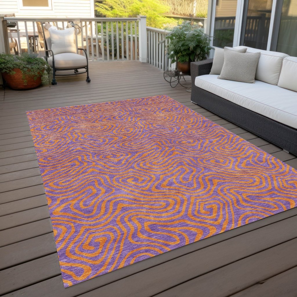 LOOMLAN Rugs Zena Purple Washable Indoor-Outdoor Rug