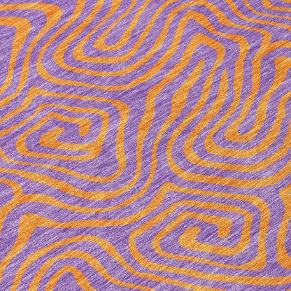 LOOMLAN Rugs Zena Purple Washable Indoor-Outdoor Rug