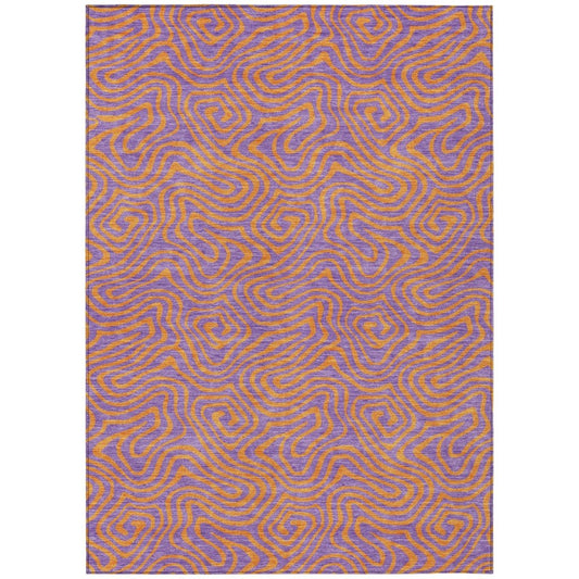 LOOMLAN Rugs Zena Purple Washable Indoor-Outdoor Rug