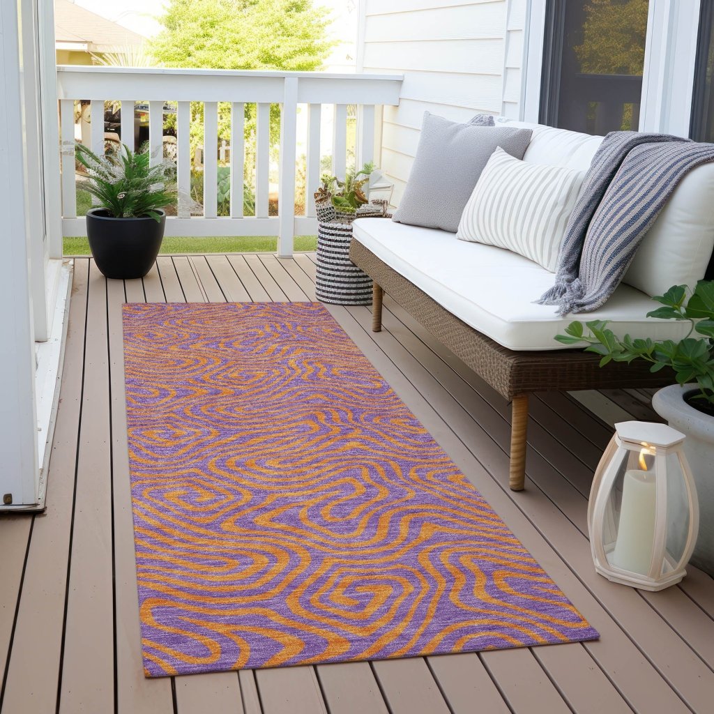 LOOMLAN Rugs Zena Purple Washable Indoor-Outdoor Rug
