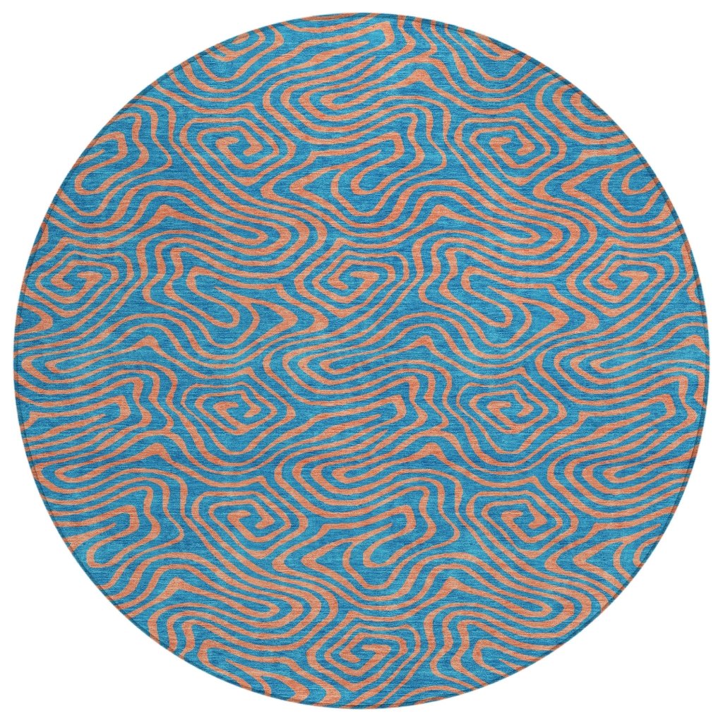 LOOMLAN Rugs Zena Teal Washable Indoor-Outdoor Rug