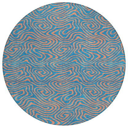 LOOMLAN Rugs Zena Teal Washable Indoor-Outdoor Rug