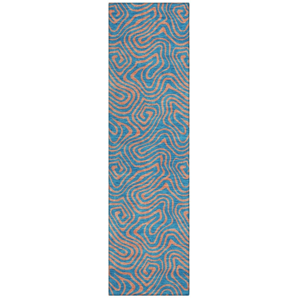 LOOMLAN Rugs Zena Teal Washable Indoor-Outdoor Rug