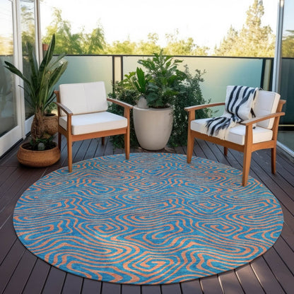 LOOMLAN Rugs Zena Teal Washable Indoor-Outdoor Rug