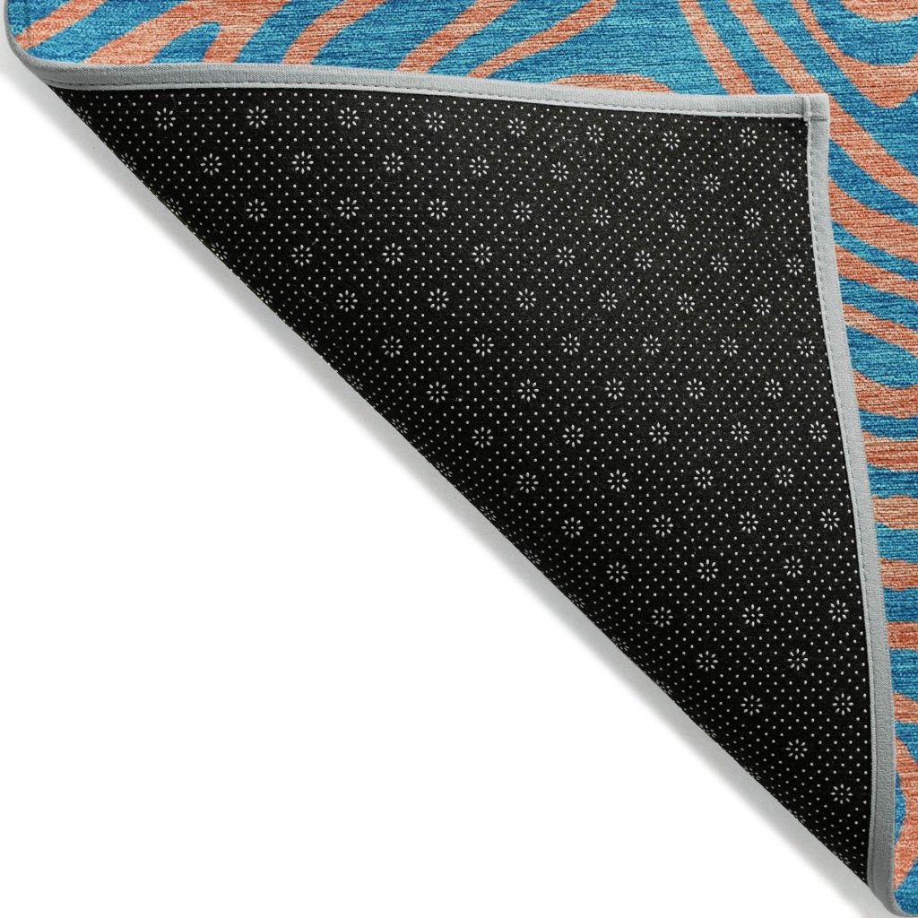 LOOMLAN Rugs Zena Teal Washable Indoor-Outdoor Rug