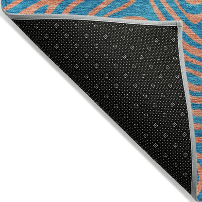 LOOMLAN Rugs Zena Teal Washable Indoor-Outdoor Rug