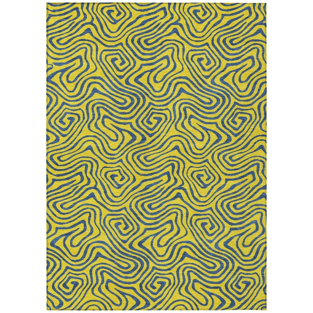 LOOMLAN Rugs Zena Yellow Washable Indoor-Outdoor Rug