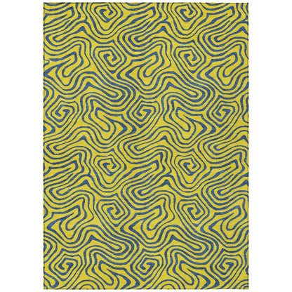 LOOMLAN Rugs Zena Yellow Washable Indoor-Outdoor Rug